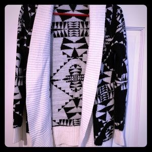 Black and white tribal cardigan
